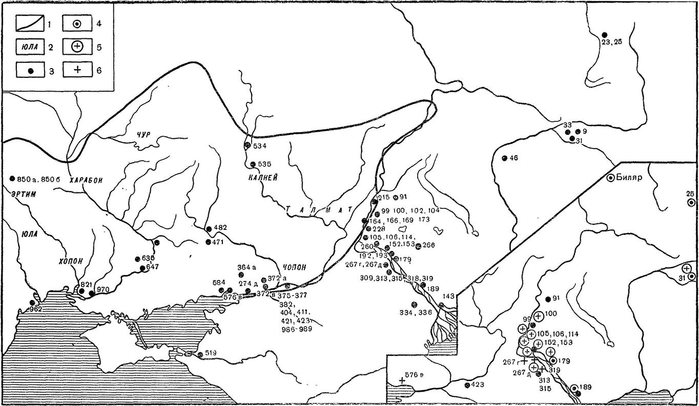 Рис. 16. Карта погребений І периода